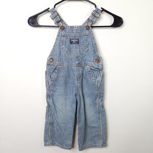 OshKosh B'Gosh Striped Railroad Engineer Overalls Vestbak Vintage Style 12mo